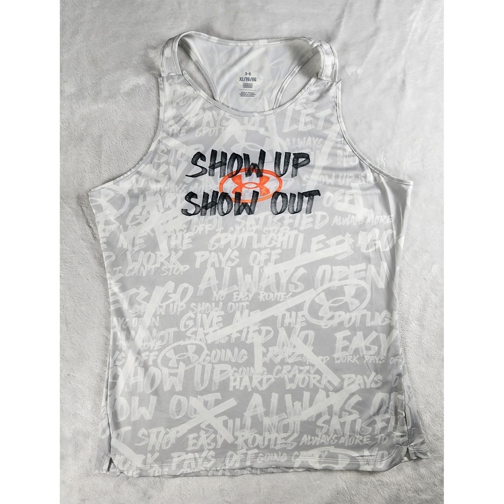 Under Armour Tank Top Mens XL White Compression Training Show Up Show Out